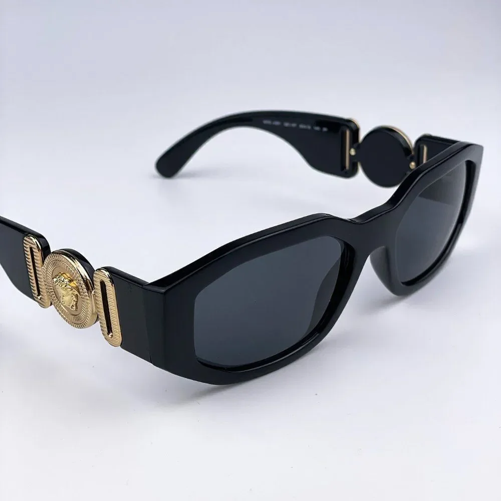 NEW Versace VE4361 GB1/87 Medusa Biggie Black Gray Oval Unisex Sunglasses